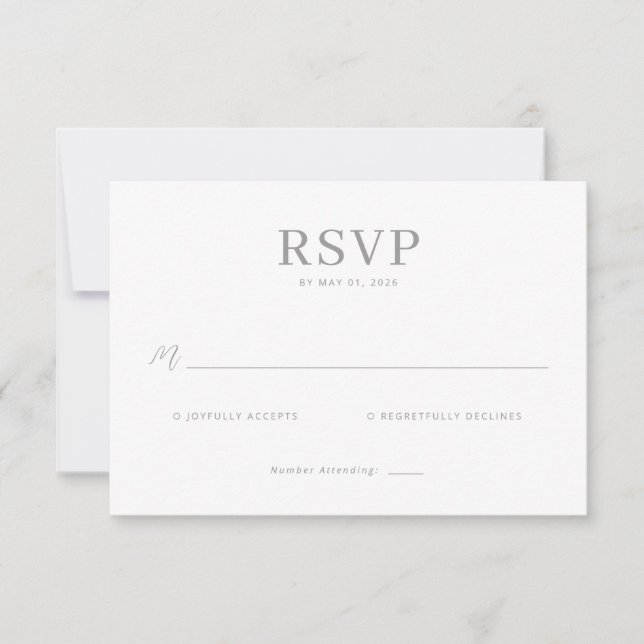 Elegant Grayscale RSVP Card (Frente)