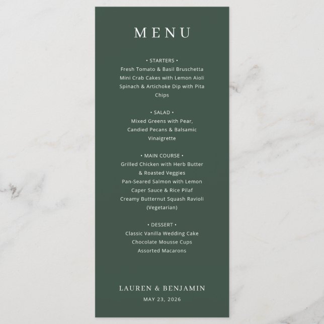 Elegant Green Minimalist Menu (Frente)