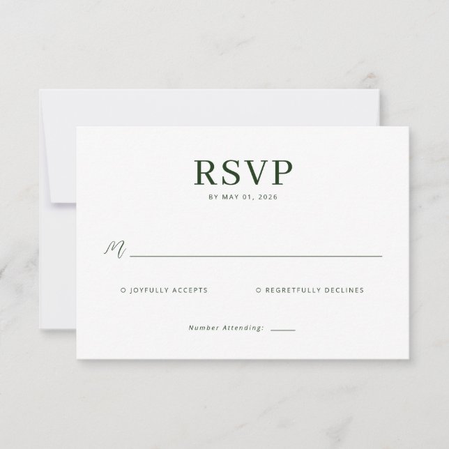 Elegant Green Minimalist RSVP (Frente)