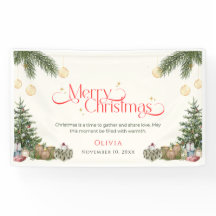Elegant Green Watercolor Merry Christmas Banner