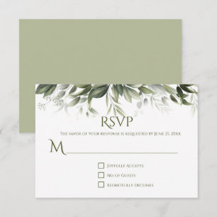 Elegant Greenery RSVP - Verde Oliva Claro