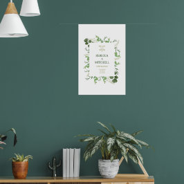 Elegant Greenery Wedding Welcome Poster