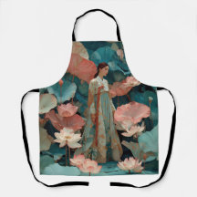 Elegant Hanbok Woman in Pink Lotus Garden