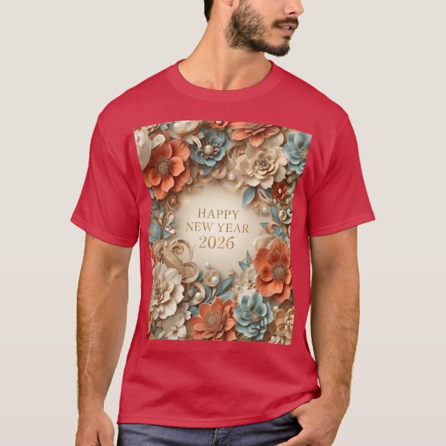 elegant happy new year family t-shirt (Frente)
