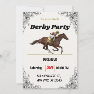 Elegant Horse Racing Derby Party Invitation