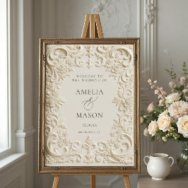 Elegant Ivory Embossed Baroque Wedding Welcome 