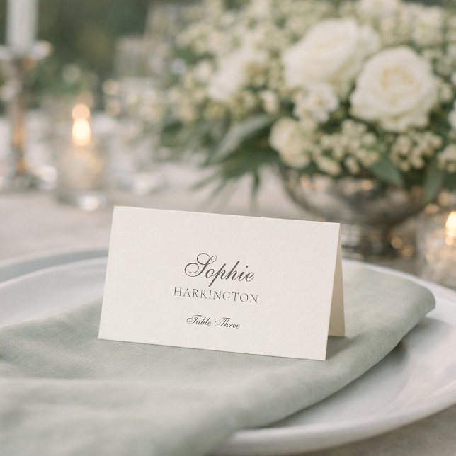 Elegant Ivory Wedding Place Card  (Criador carregado)