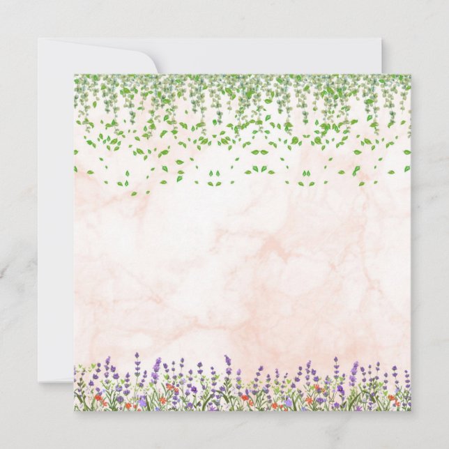 Elegant Lavender and Vine Blank Greeting Card with (Frente)