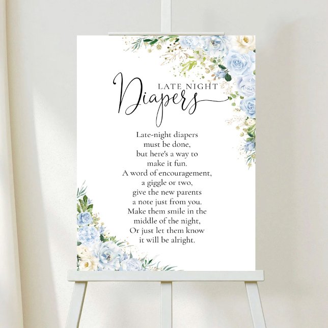 Elegant Light Blue Baby Shower Poster (Criador carregado)