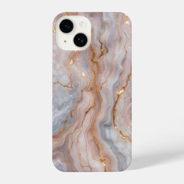 Elegant Marble iPhone14 Case with Gold Veins  (Verso)