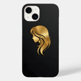Elegant Metallic Gold Silhouette Profile Girl iPho