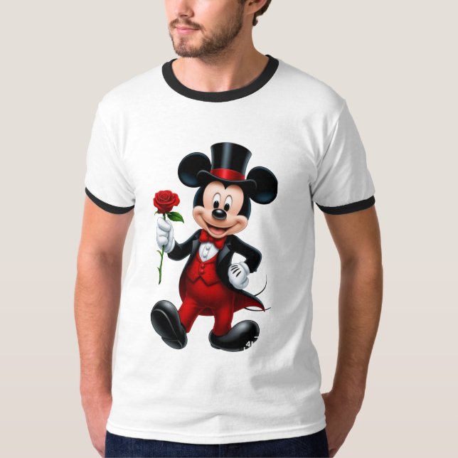 Elegant Mickey Mouse Evening Rose T-Shirt (Frente)