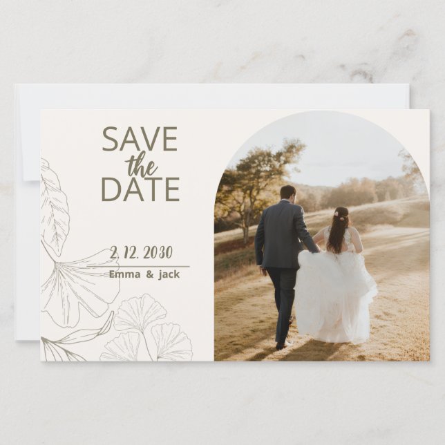 Elegant Minimal Save the Date Card (Frente)