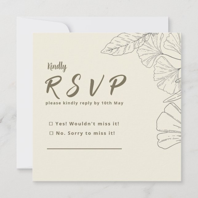 Elegant Minimalist Floral RSVP Card (Frente)