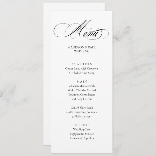 Elegant Minimalist modern Menu  (Frente/Verso)