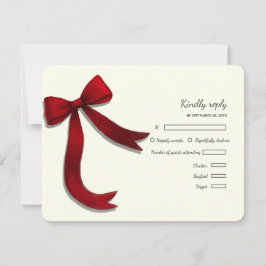 Elegant Minimalist Simple wedding red bow RSVP Car