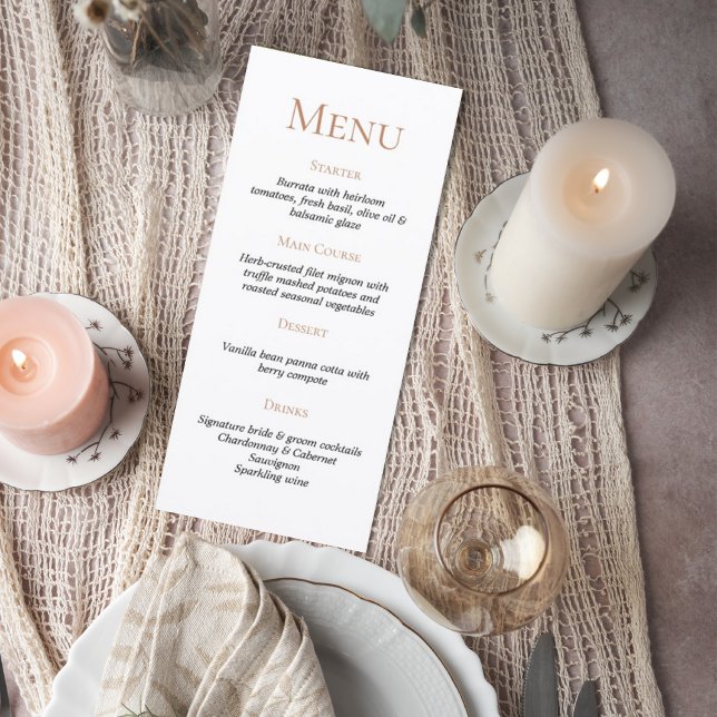 Elegant Minimalist Wedding Menu Card (Criador carregado)