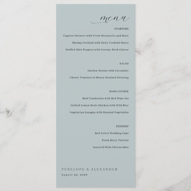 Elegant Mint Minimalist Menu (Frente)