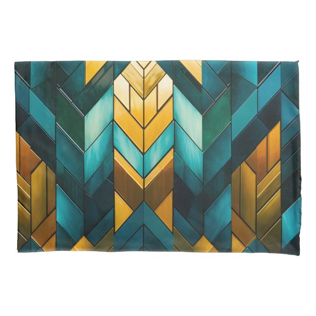 Elegant Modern Abstract Gold Teal Geometric (Frente)
