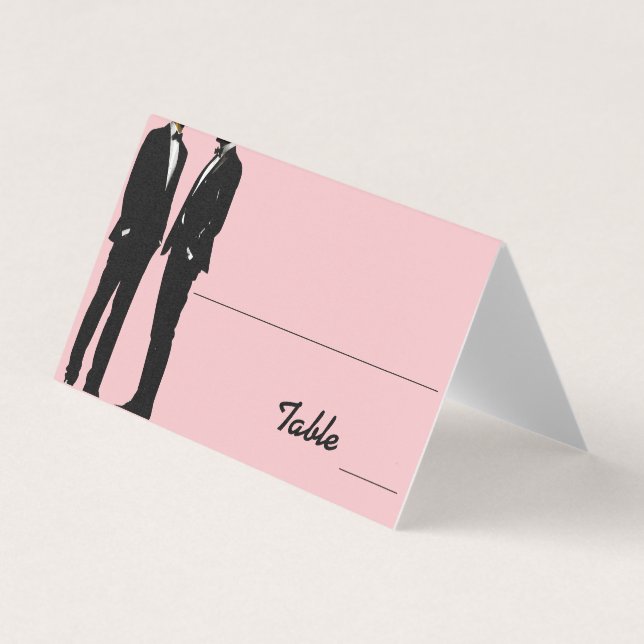 Elegant Modern Gay Men Wedding Rainbow Place Cards (Frente)