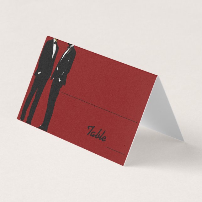 Elegant Modern Gay Men Wedding Rainbow Place Cards (Frente)