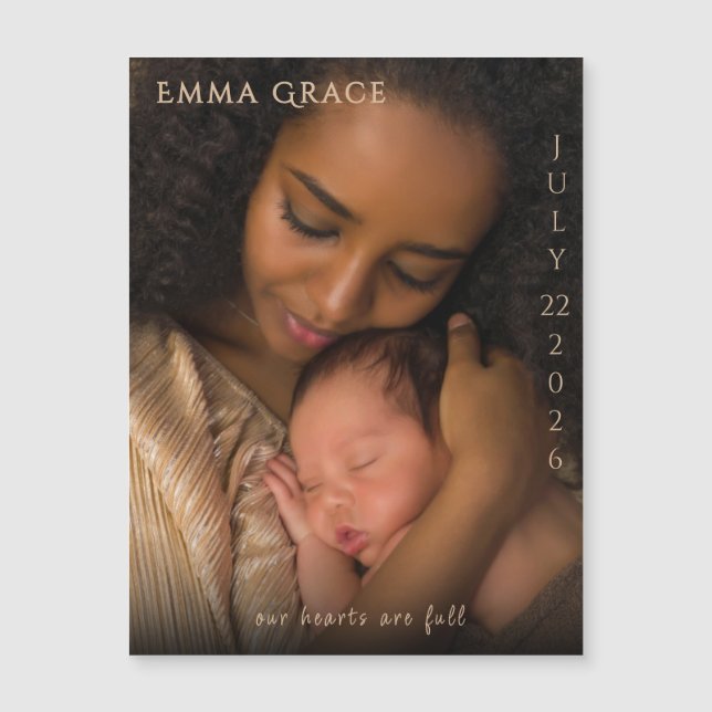 Elegant Modern Magnetic Birth Announcement  (Frente)