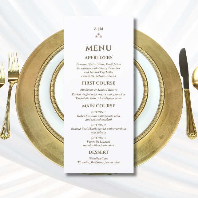 Elegant Monogram Pearl Christian Wedding Menu (Criador carregado)
