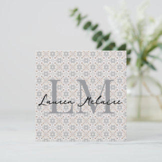 Elegant Monogram Script Name Spanish Tile Card