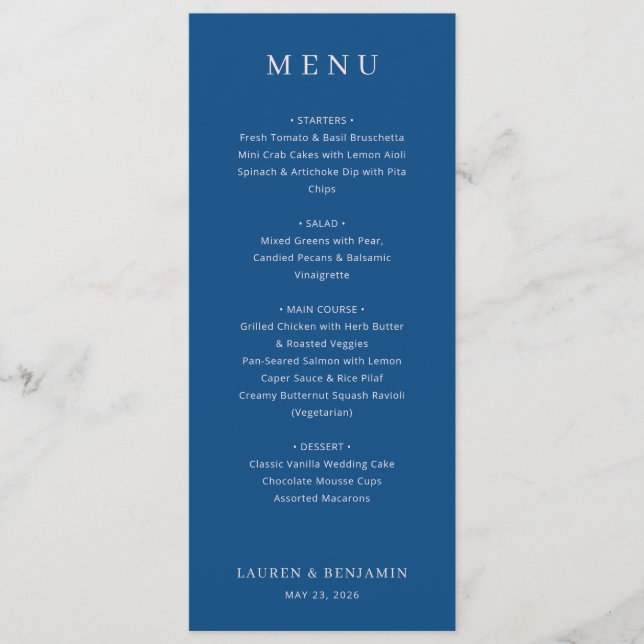 Elegant Navy Blue Menu Template (Frente)