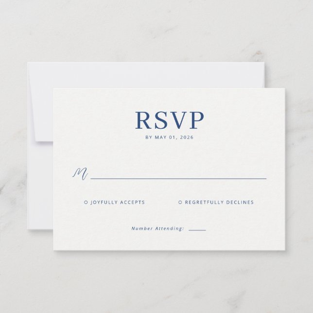 Elegant Navy RSVP Card (Frente)