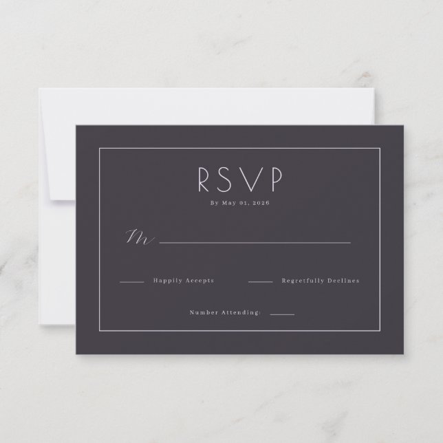 Elegant Navy RSVP Card (Frente)