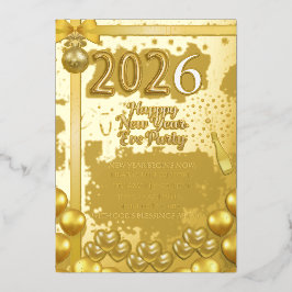 Elegant New Year Eve Party Invitation Foil Card