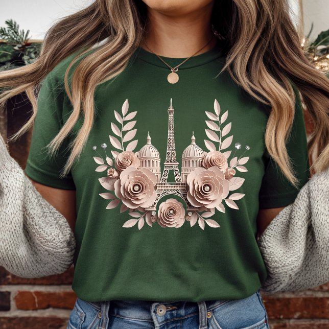 Elegant Paris Paper-Cut Floral T-Shirt  (Criador carregado)