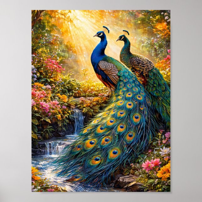 Elegant Peacock Wall Art Poster | (Frente)