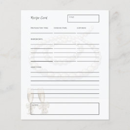 Elegant Pearls Prosecco Bridal Shower Recipe card