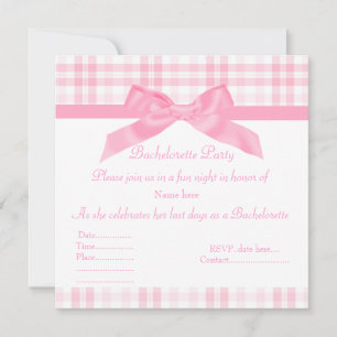 ELEGANT PINK BACHELORETTE CONVITE tartan