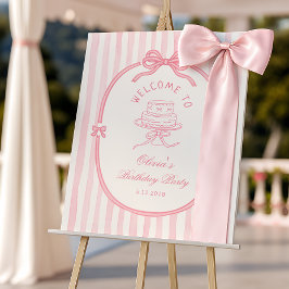 Elegant Pink Bow Girl Birthday Welcome