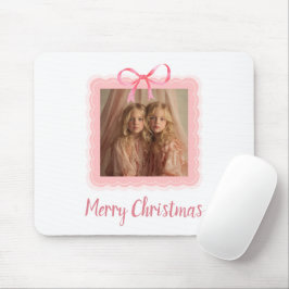 Elegant Pink Bow Merry Christmas Custom Mousepad