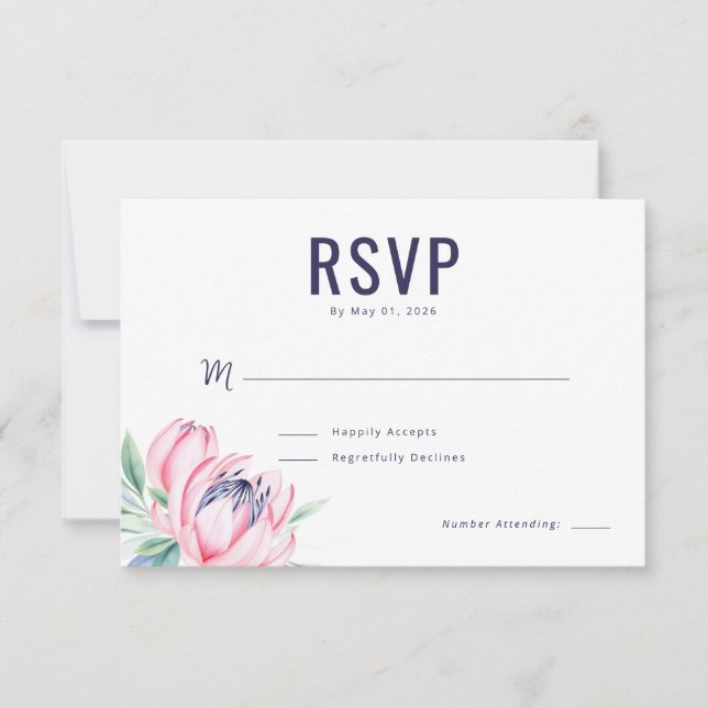 Elegant Pink Floral RSVP (Frente)