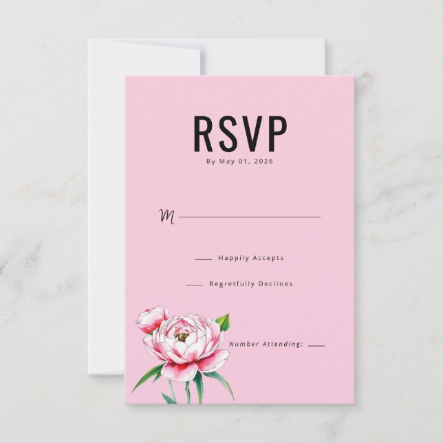 Elegant Pink Floral RSVP (Frente)