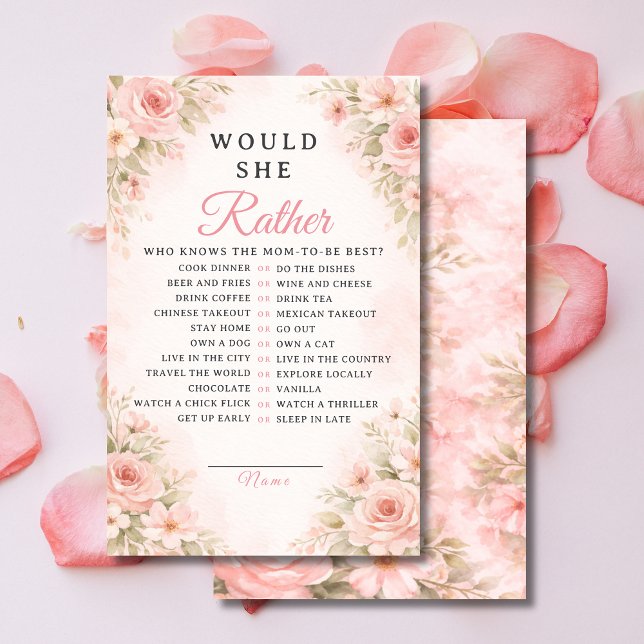 Elegant Pink Floral Would She Rather Game (Criador carregado)