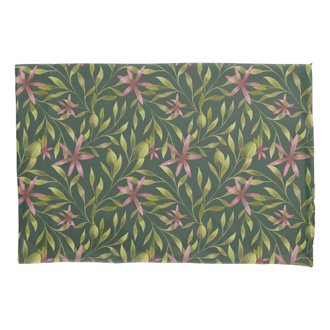 Elegant Pink Flower Pattern on Dark Background (Frente-Esquerda)