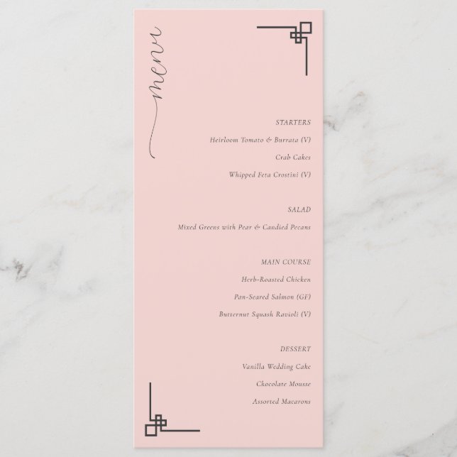 Elegant Pink Minimalist Menu (Frente)