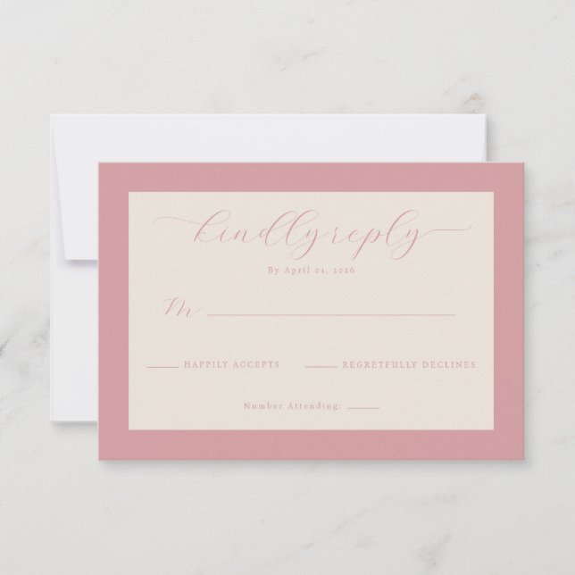 Elegant Pink Minimalist RSVP (Frente)