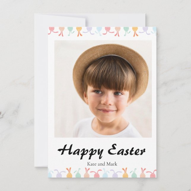 Elegant Pretty Pastel Chic Photo Happy Easter Card (Frente)