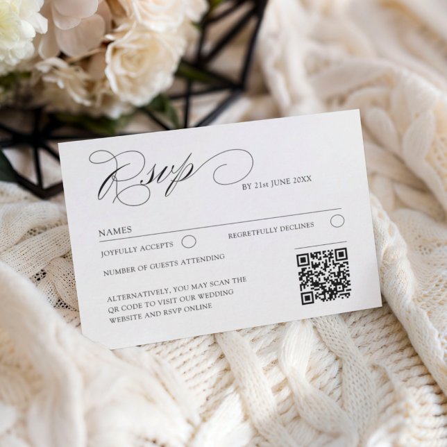 Elegant QR Code Classic Script RSVP Wedding (Criador carregado)