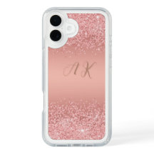 Elegant Rose Gold Luxe Shimmer Monogram 