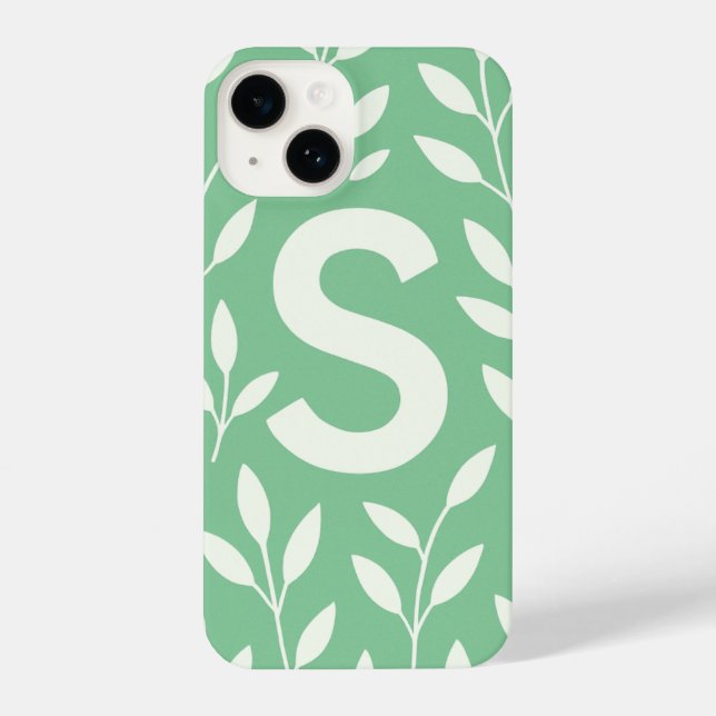 “Elegant Sage Green Leaf Phone Case with Trendy (Verso)