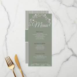 Elegant Sage Green Wedding Menu Card