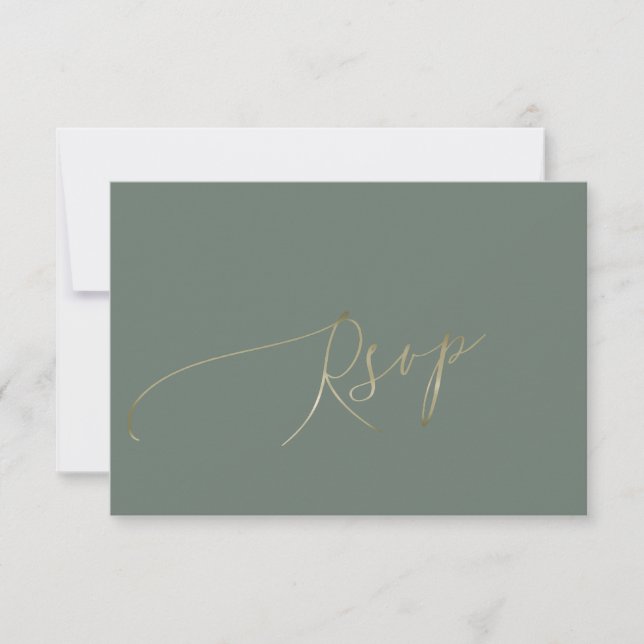 Elegant Sage Green Wedding RSVP (Frente)